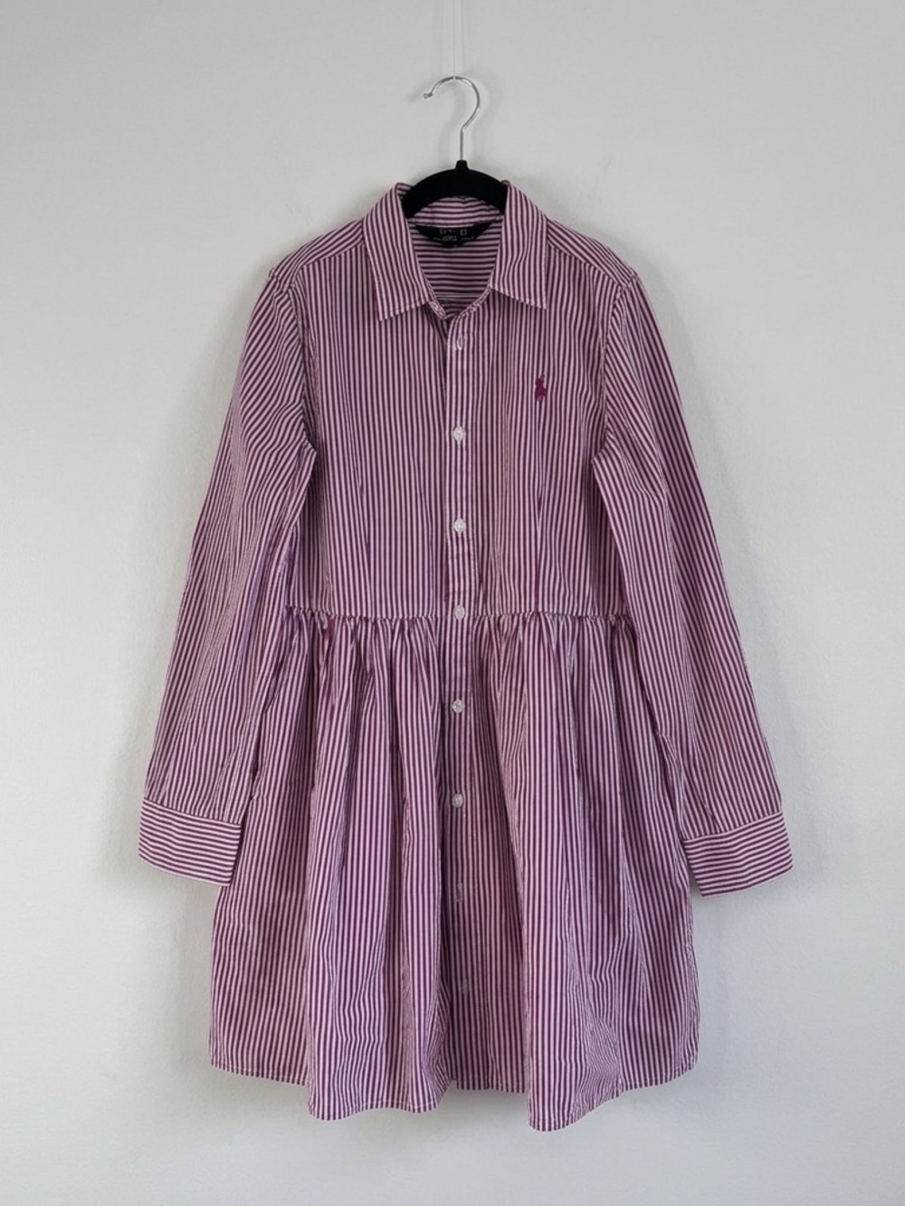 Polo by Ralph Lauren Pink and White Striped Button-Front Kids Dress